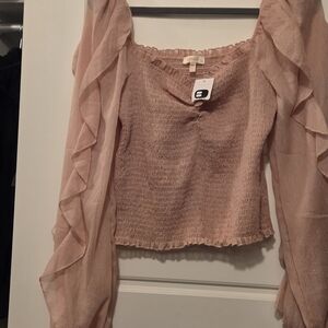 Chic Blush Ruffled Women's Blouse